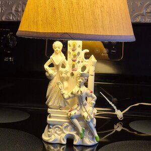 Pair of Lamps from Japan. 11 1/2 " tall. Victorian Boudoir Set. Porcelain